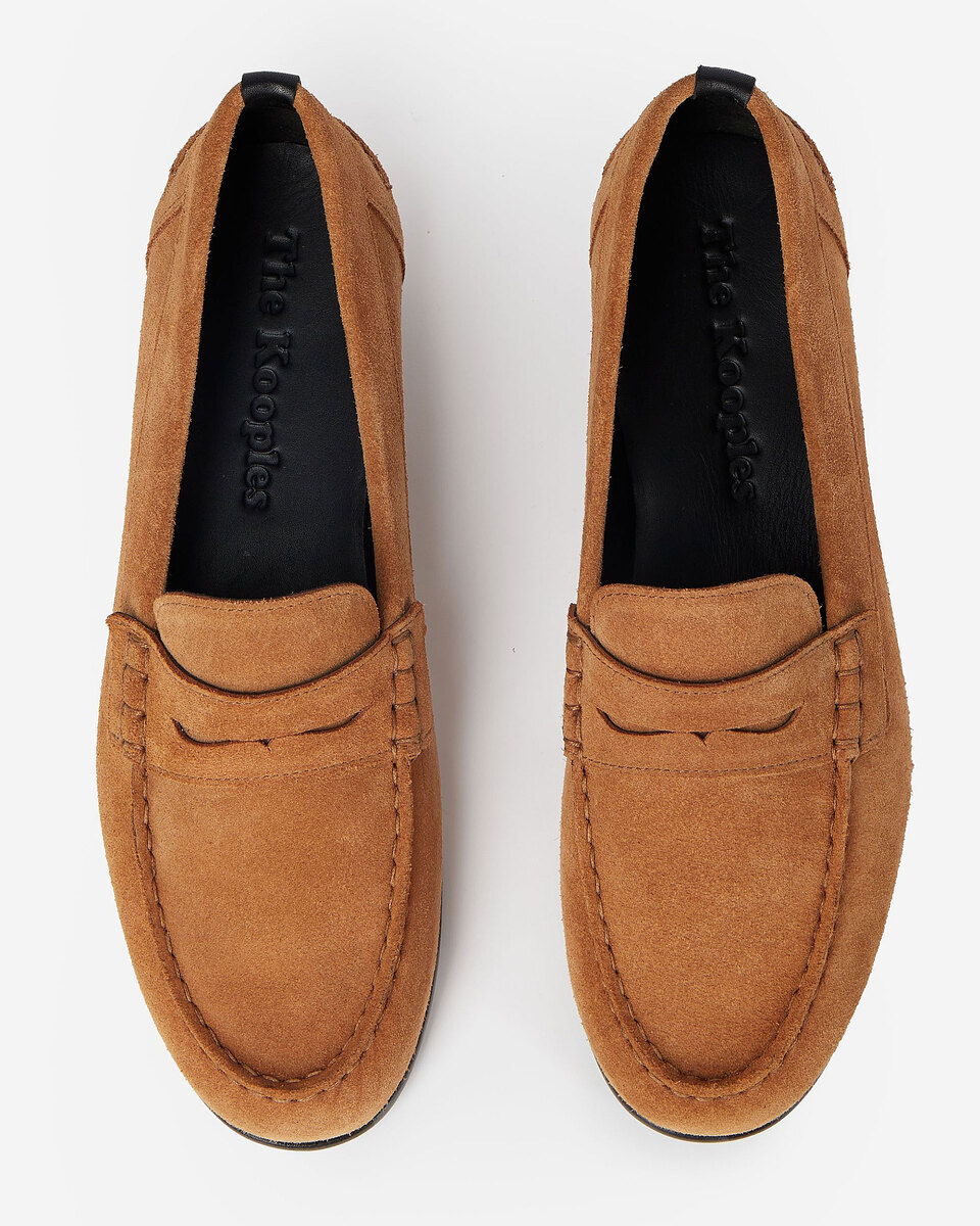 Camel suede leather moccasins