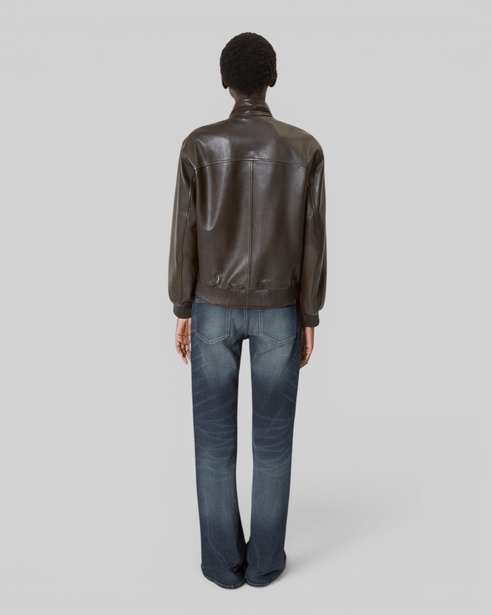 Brown leather zipped jacket