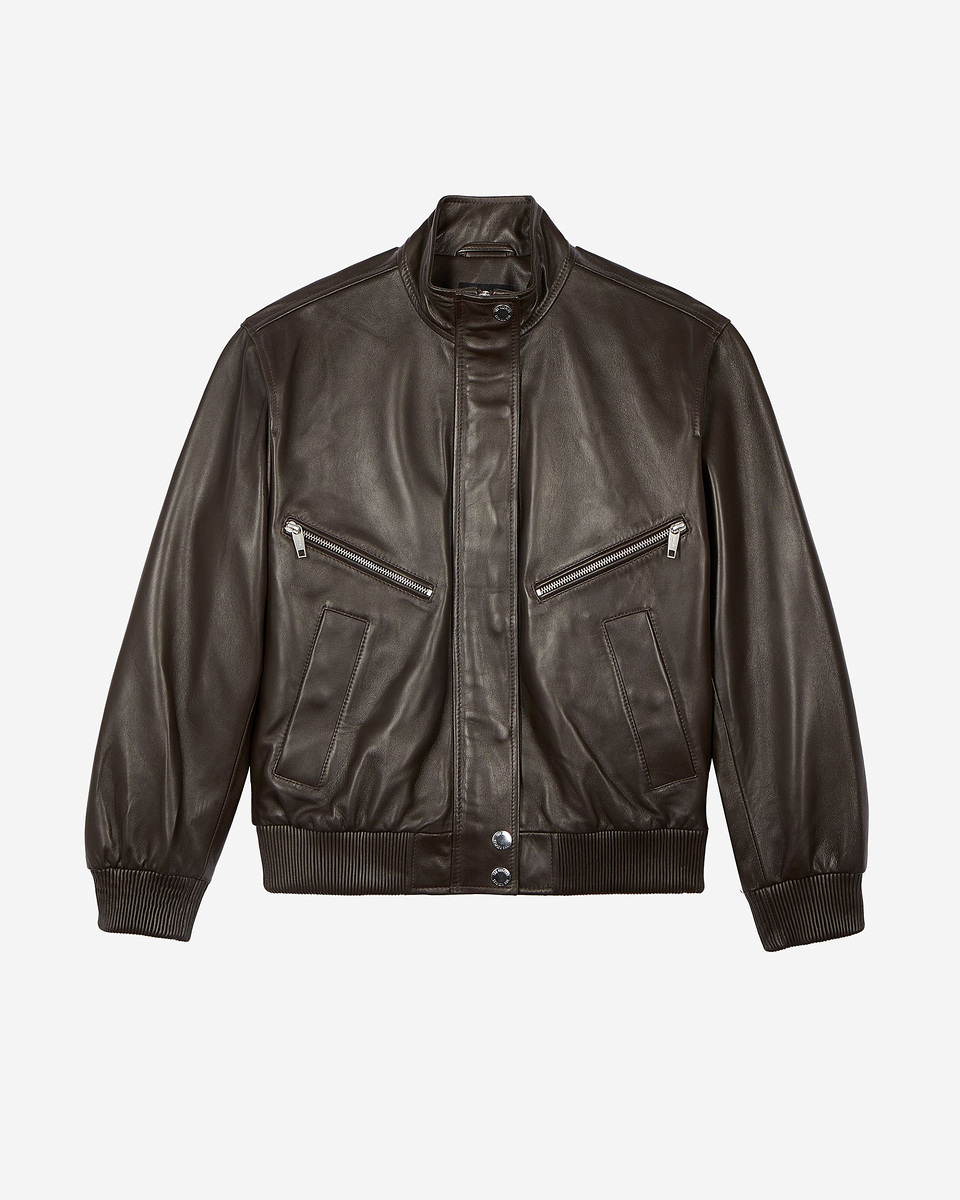 Brown leather zipped jacket