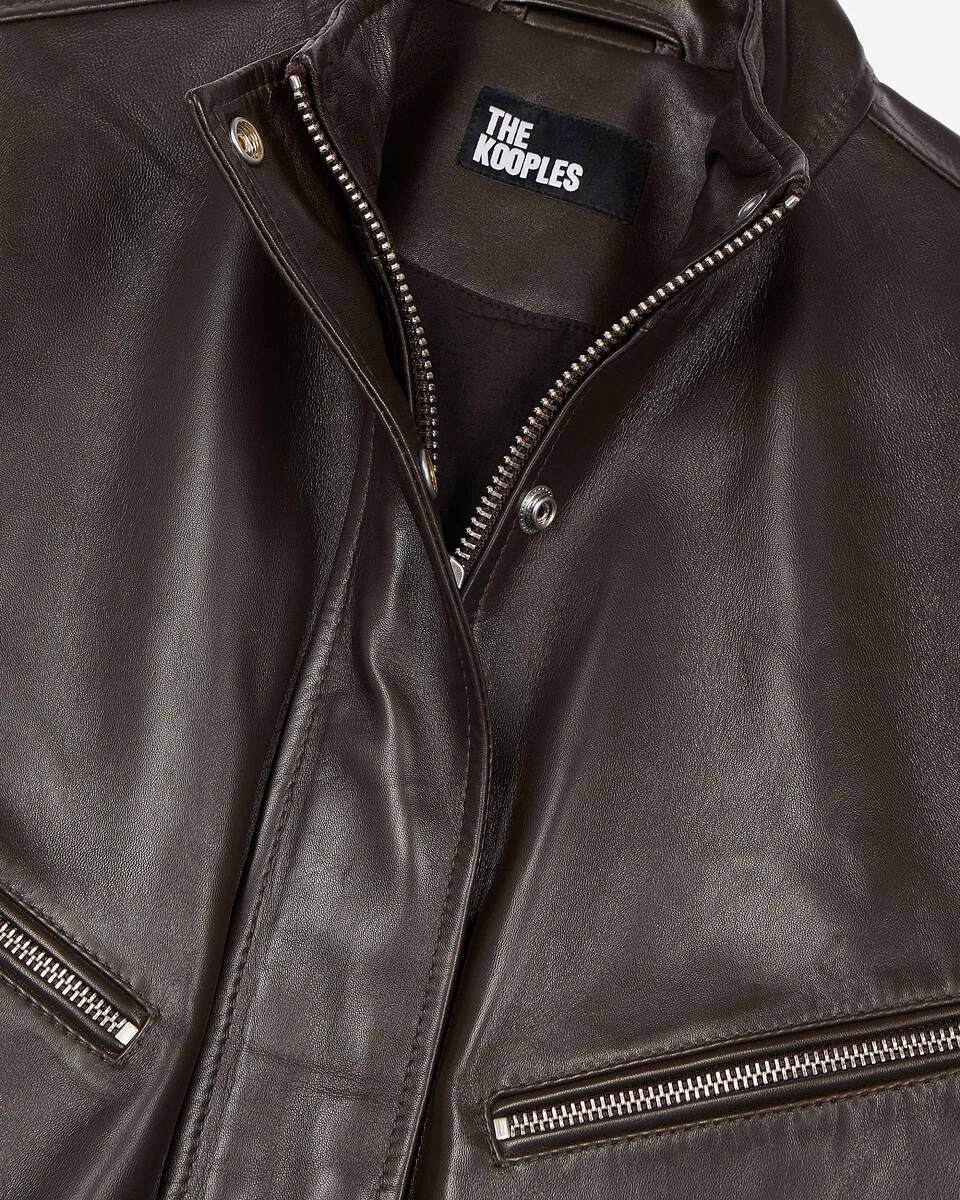 Brown leather zipped jacket