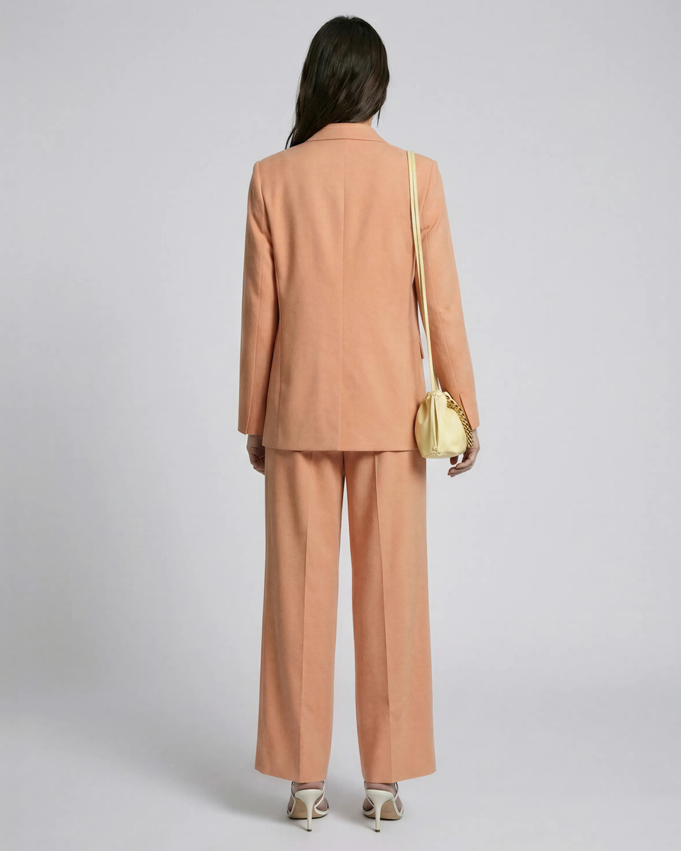 Light orange linen and cotton straight suit jacket
