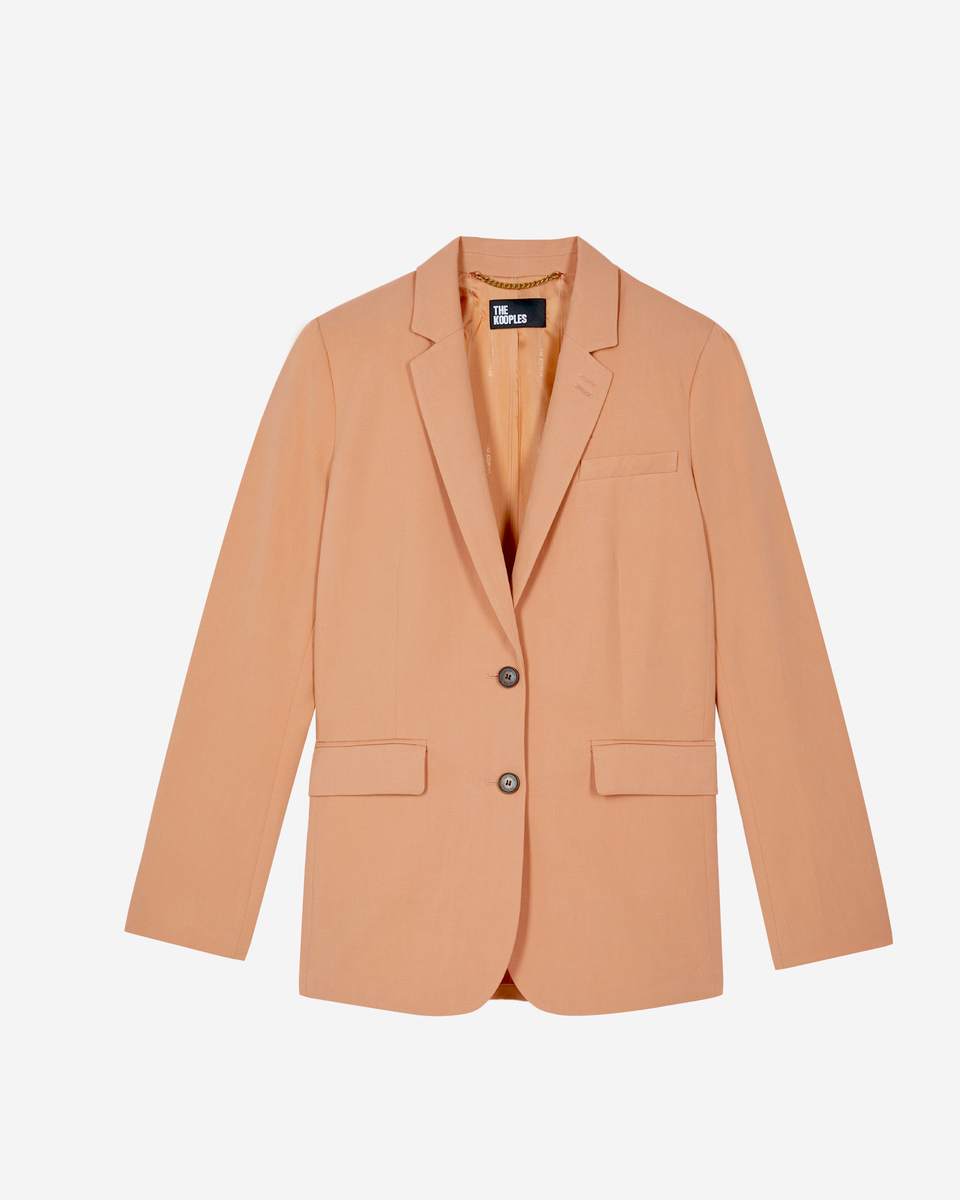 Light orange linen and cotton straight suit jacket