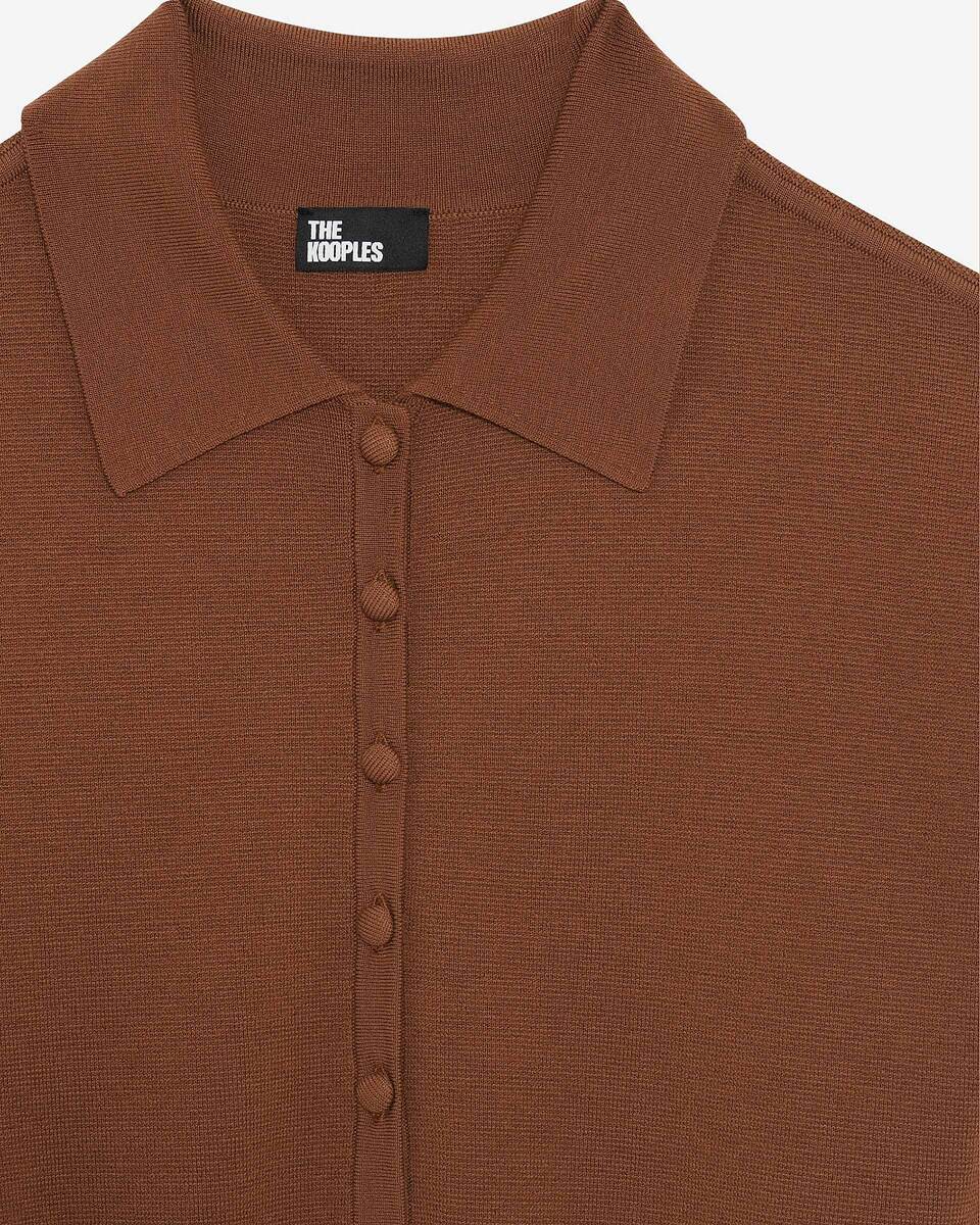 Camel merino wool blend polo-neck sweater