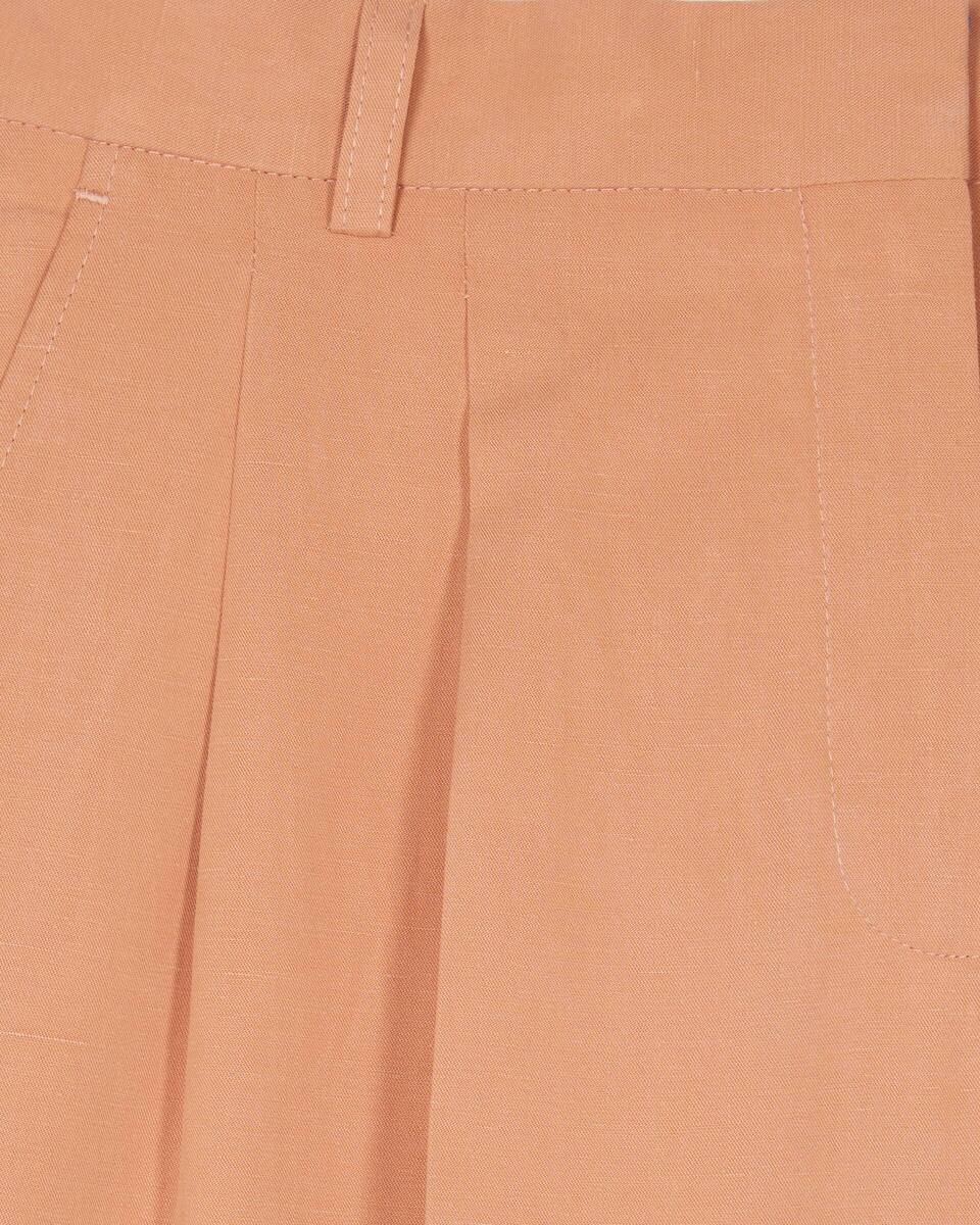 Wide-leg tailored pants in light orange linen and cotton