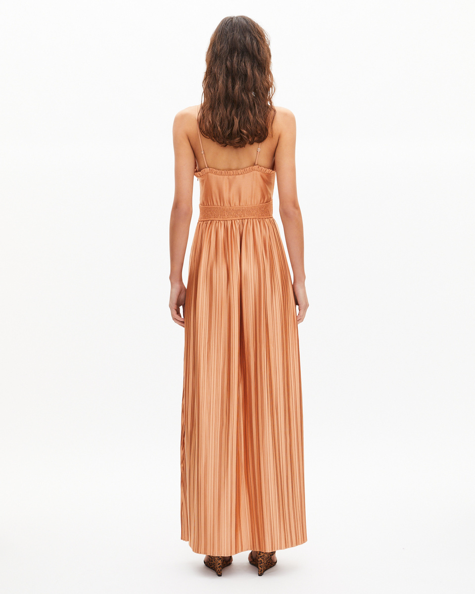 Light orange pleated maxi dress
