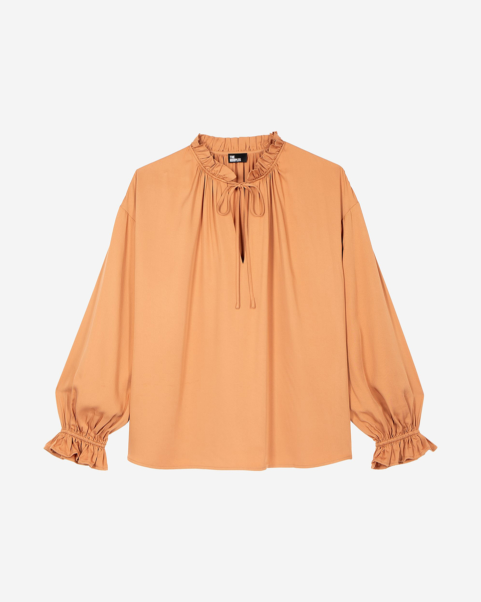 Blouse with dark orange ruffles