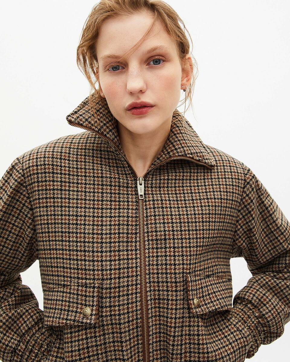 Camel wool houndstooth jacket