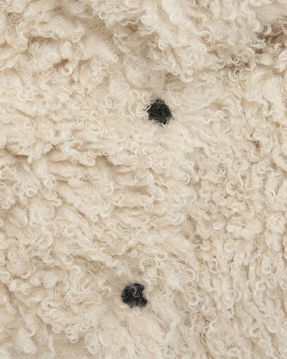 Short ecru fur-effect coat