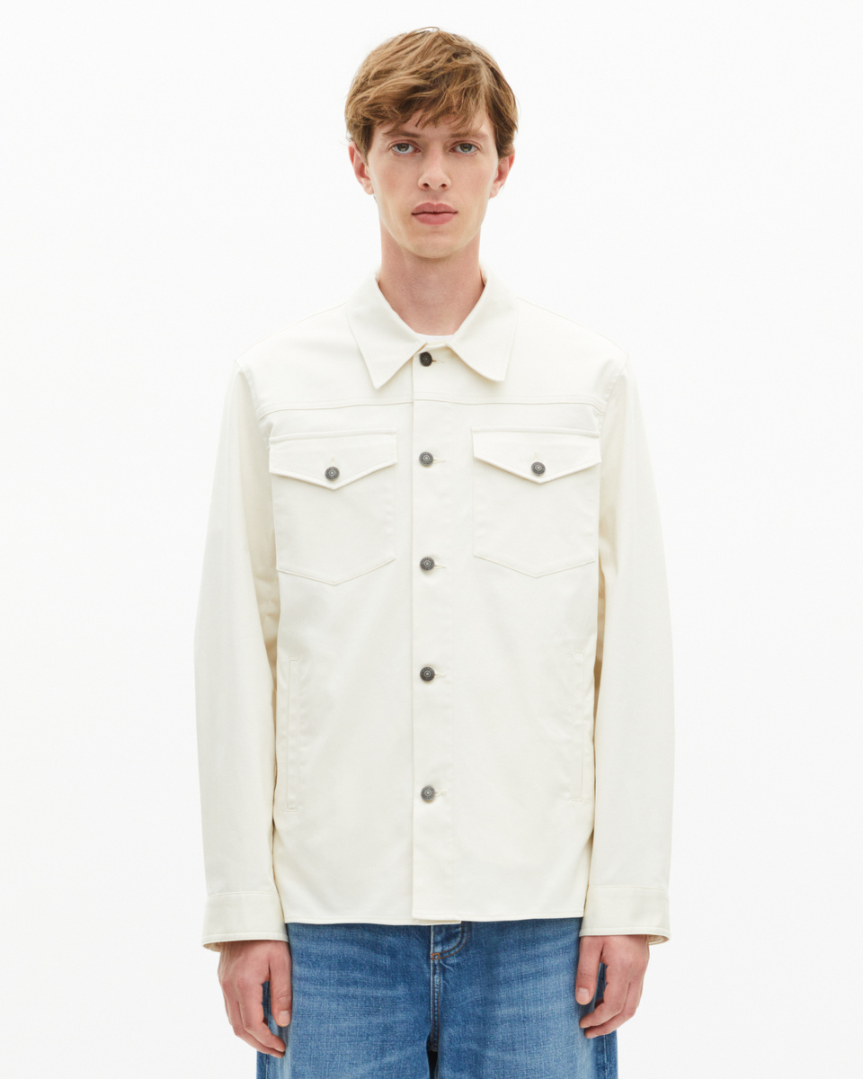 Overshirt with patch pockets in ecru