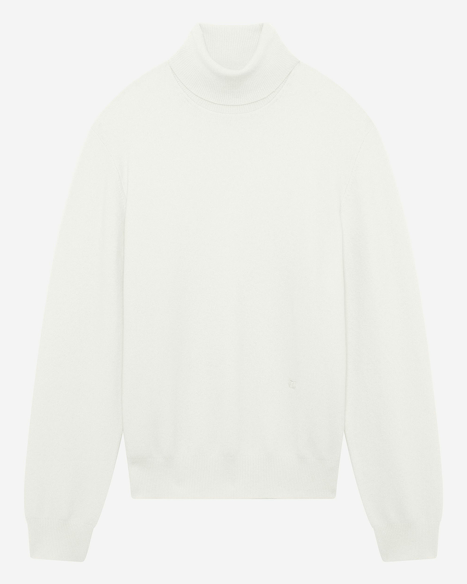 Turtleneck sweater in ecru cashmere