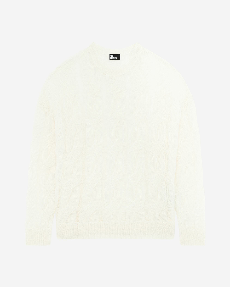Twisted sweater in ecru wool blend