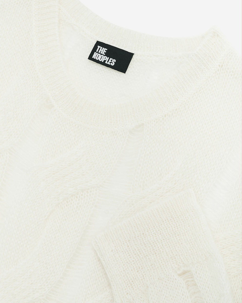 Twisted sweater in ecru wool blend