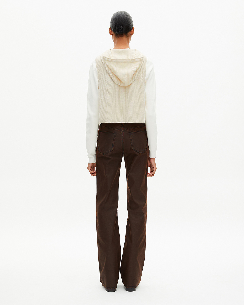 Sleeveless sweater in ecru wool and cotton