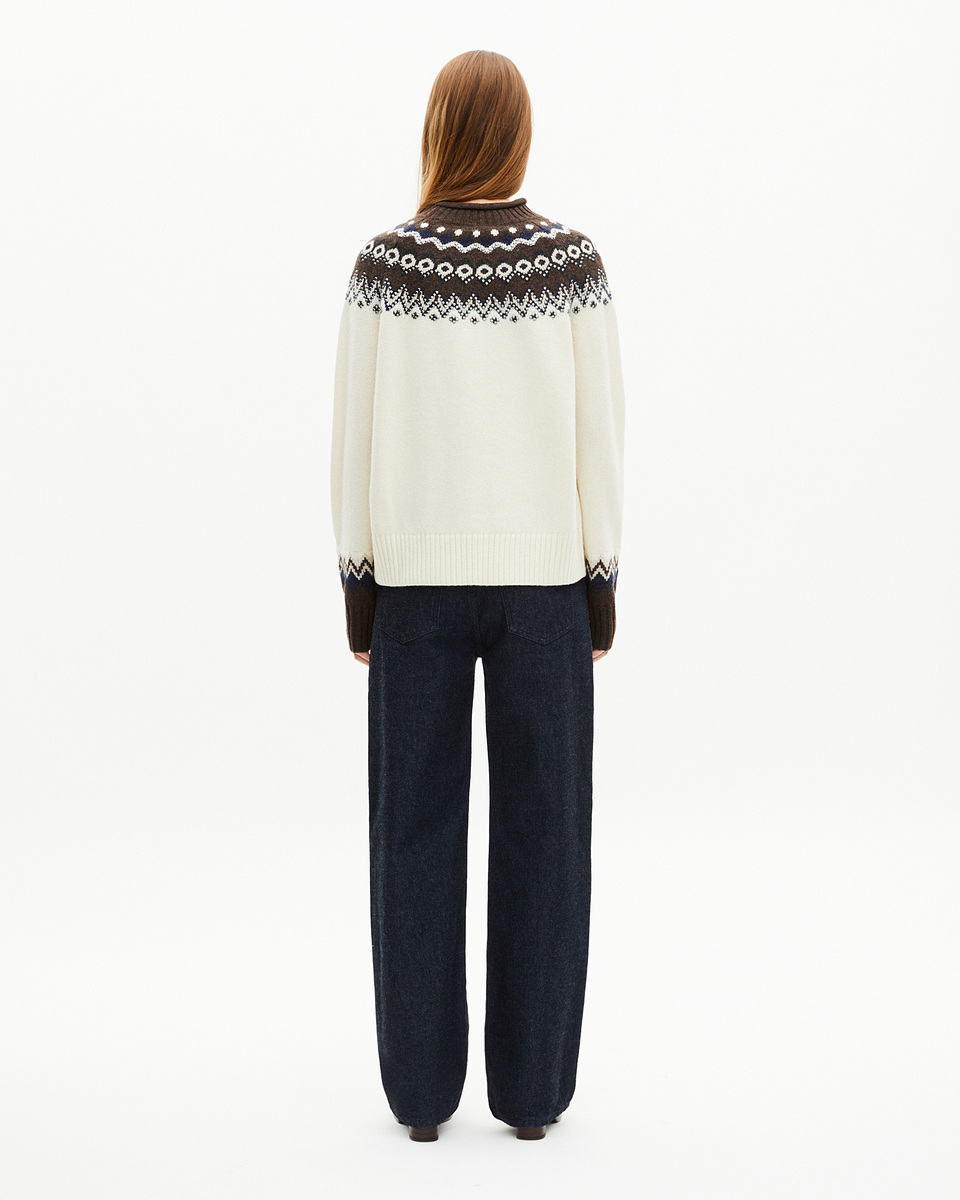 Wool-blend patterned sweater ecru