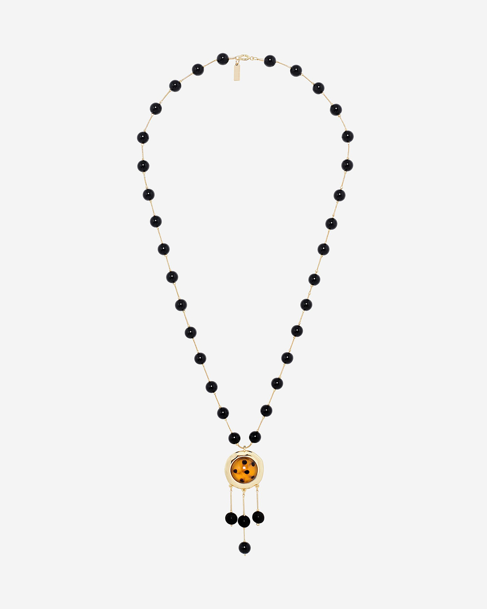 Pearl necklace with orange pendant