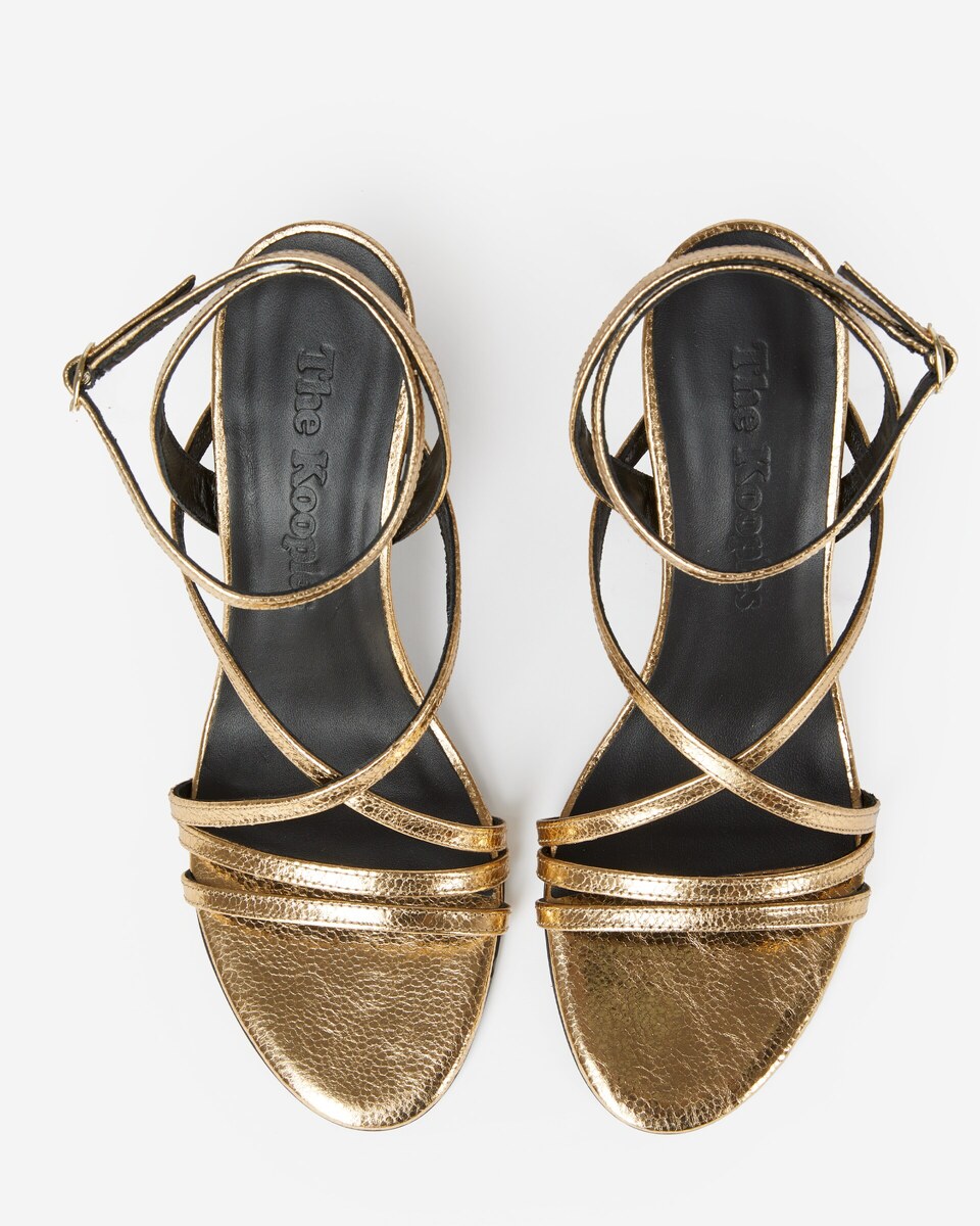 Gold leather heeled sandals