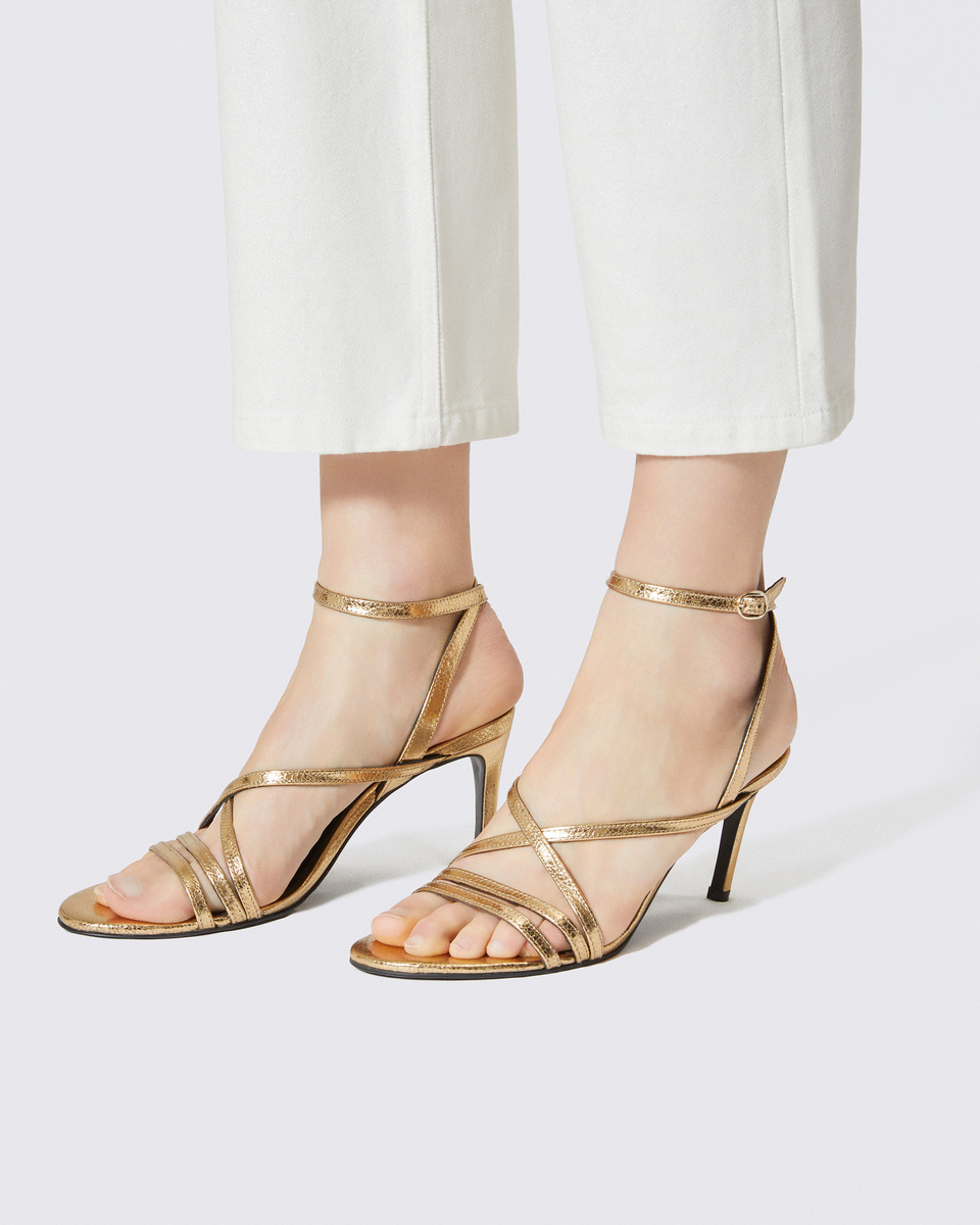 Gold leather heeled sandals