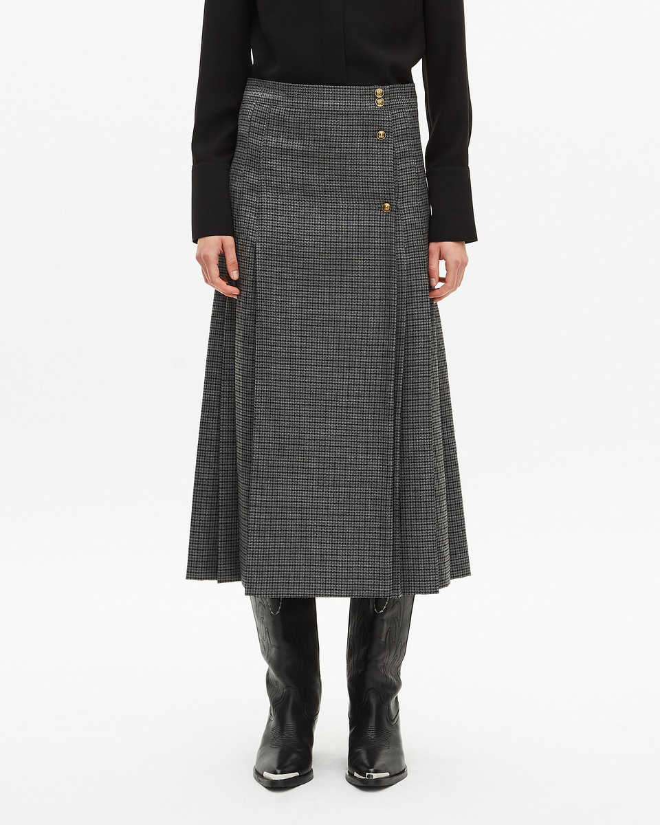 Black and gray long wrap skirt