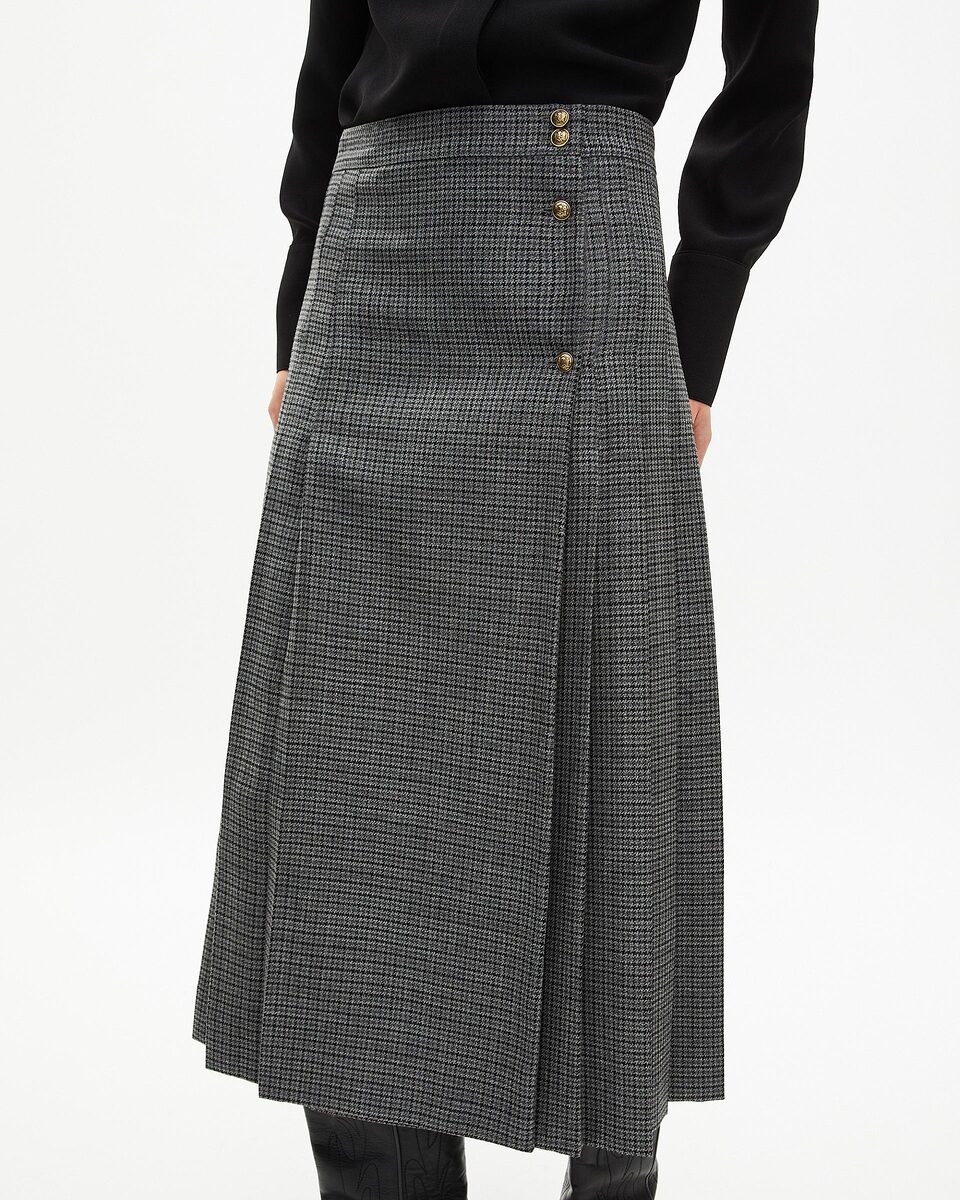 Black and gray long wrap skirt