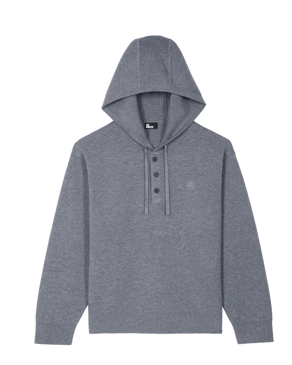 Pull &agrave; capuche gris
