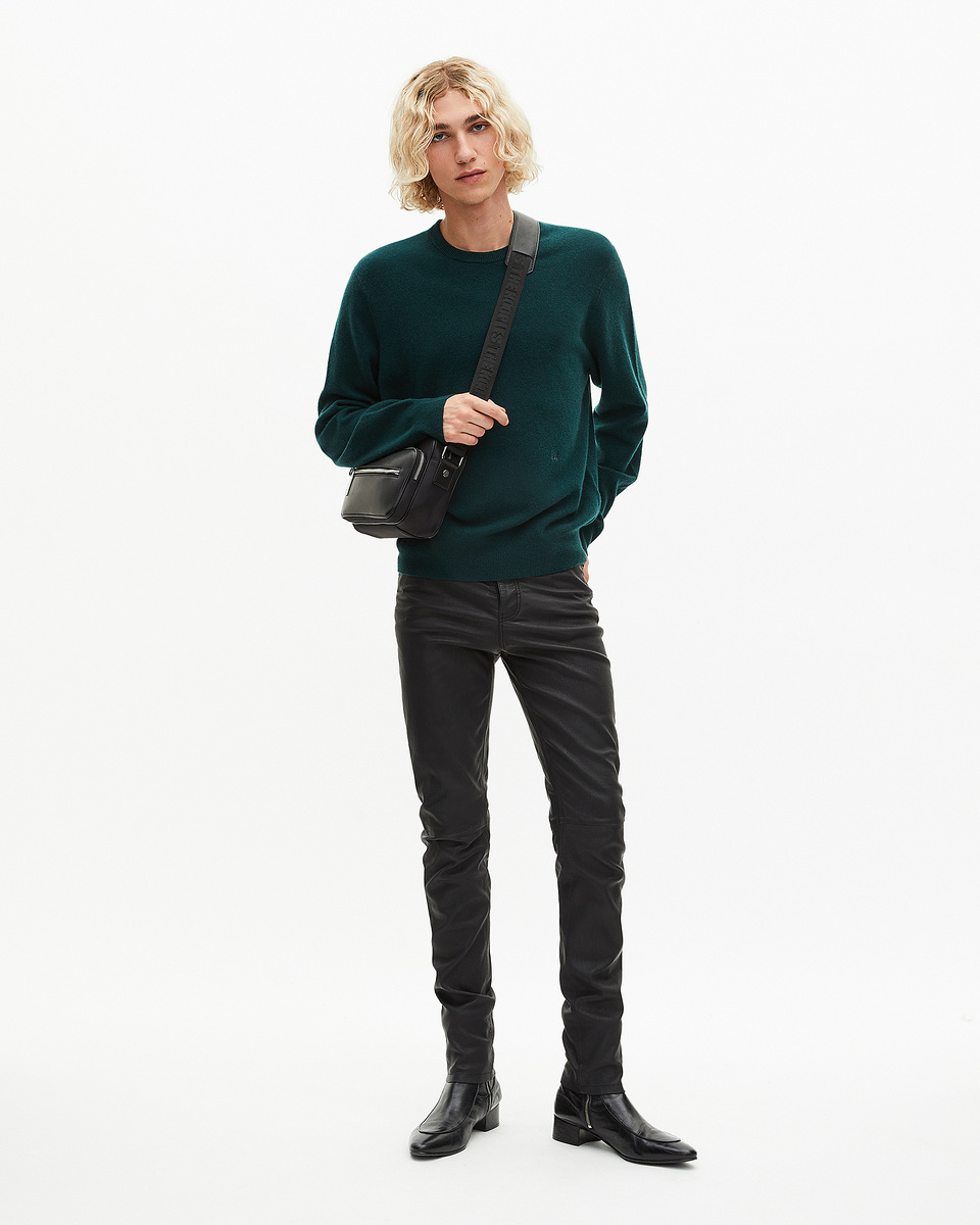 Dark green cashmere round-neck sweater