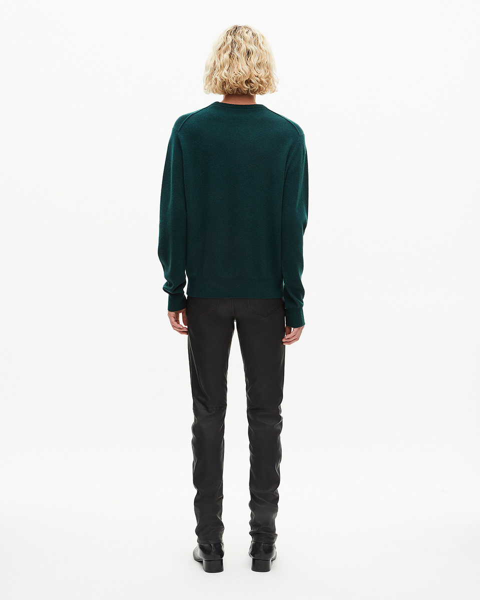 Dark green cashmere round-neck sweater
