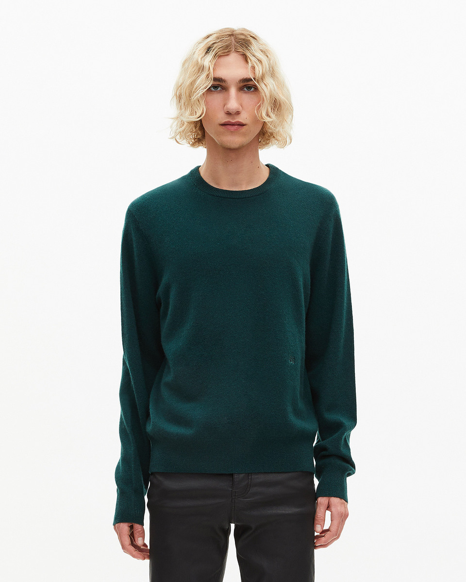 Dark green cashmere round-neck sweater