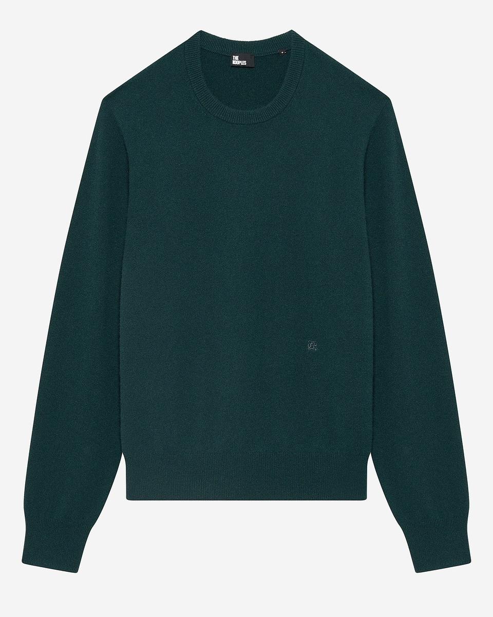 Dark green cashmere round-neck sweater