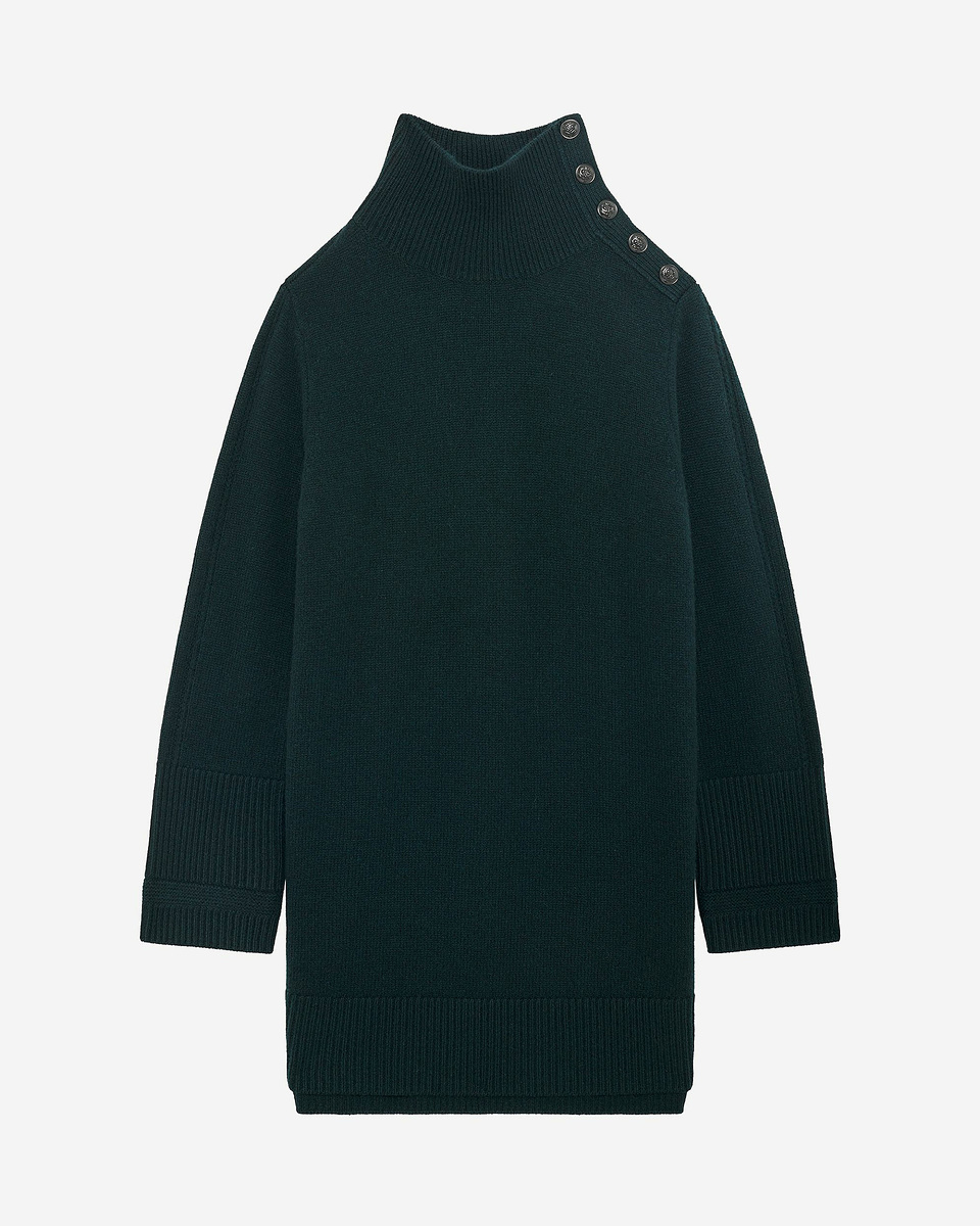 Short dress in green wool