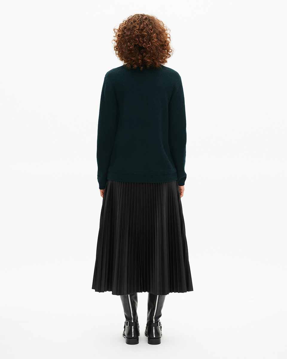 Dark green wool stand-up collar sweater