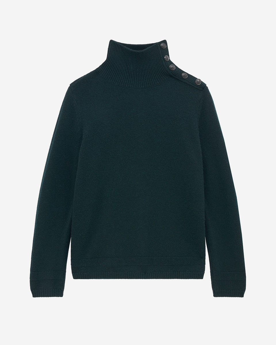 Dark green wool stand-up collar sweater
