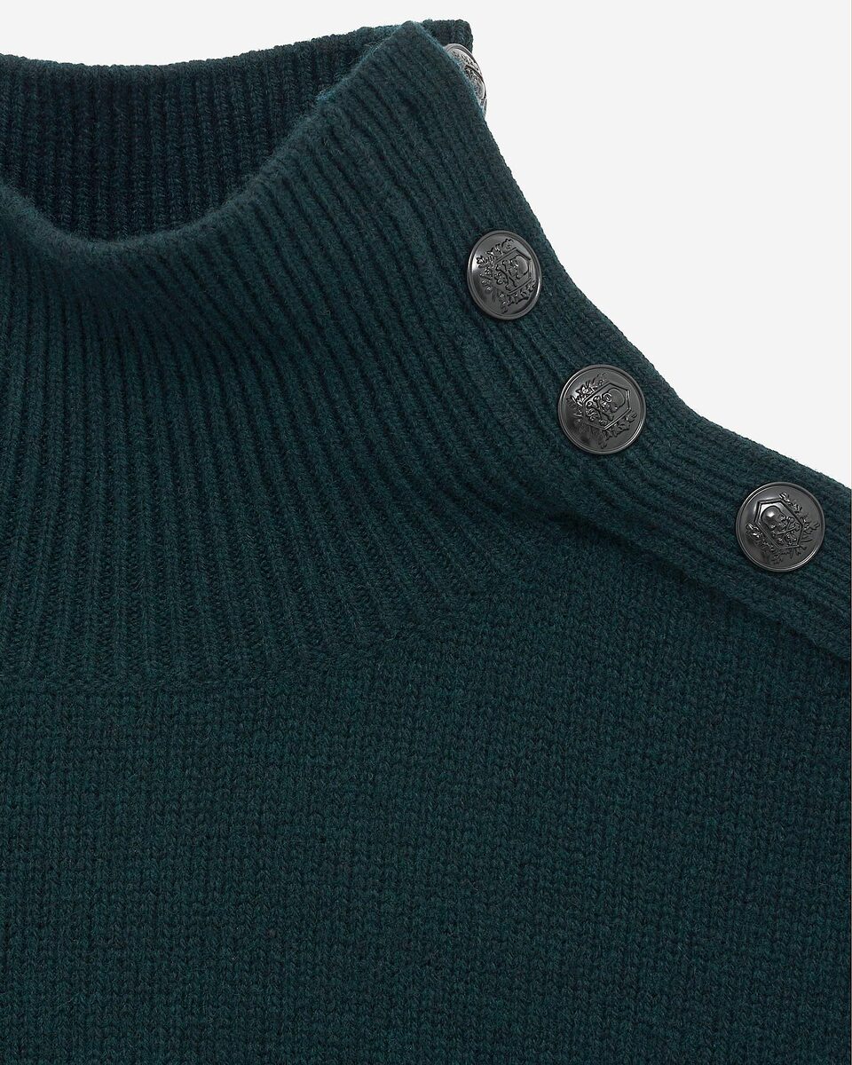 Dark green wool stand-up collar sweater