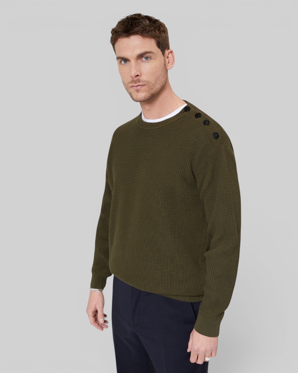Khaki button placket sweater