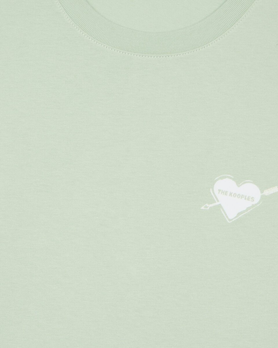 T-shirt with green heart flocking