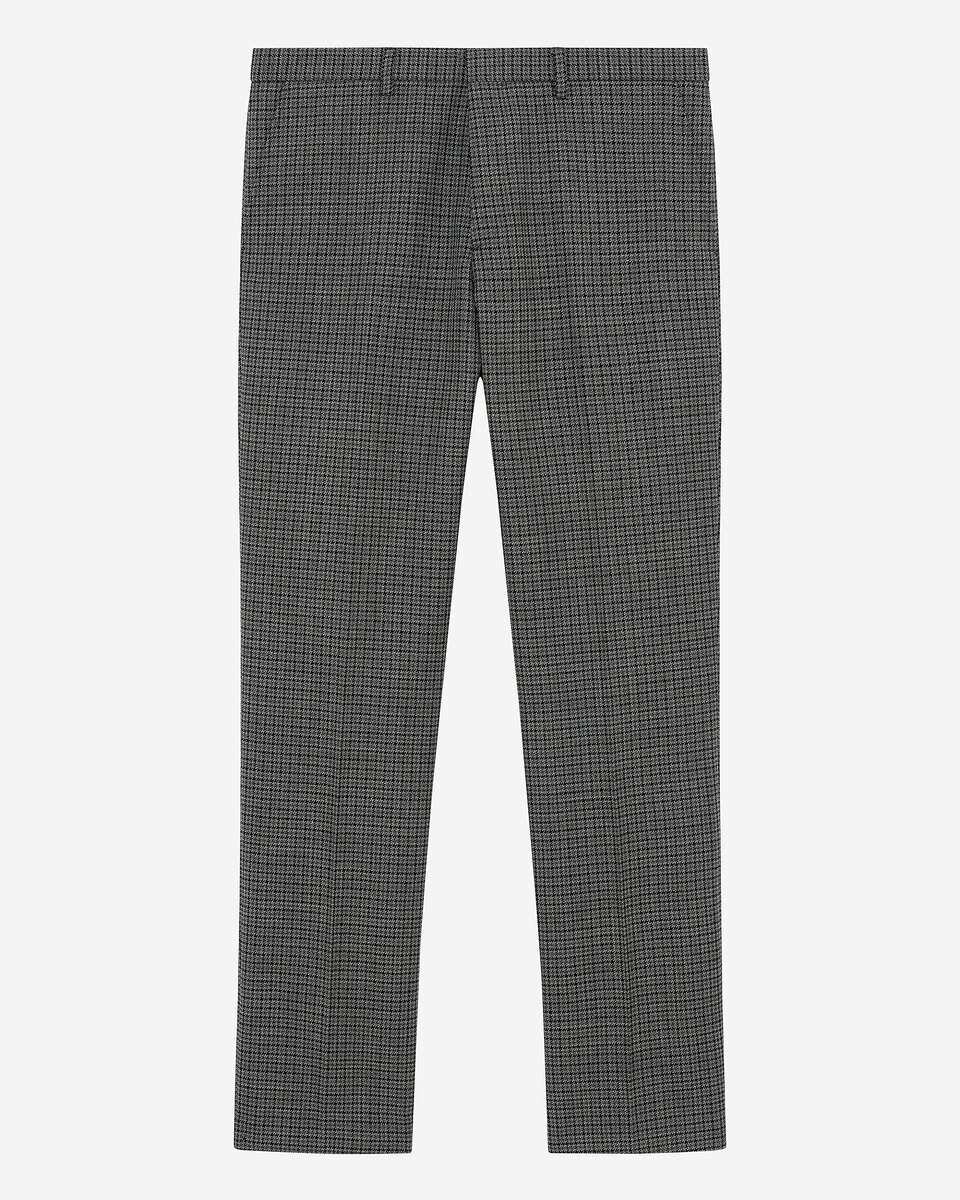 Black and grey houndstooth straight-leg suit pants