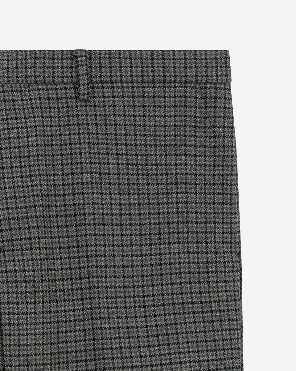 Black and grey houndstooth straight-leg suit pants