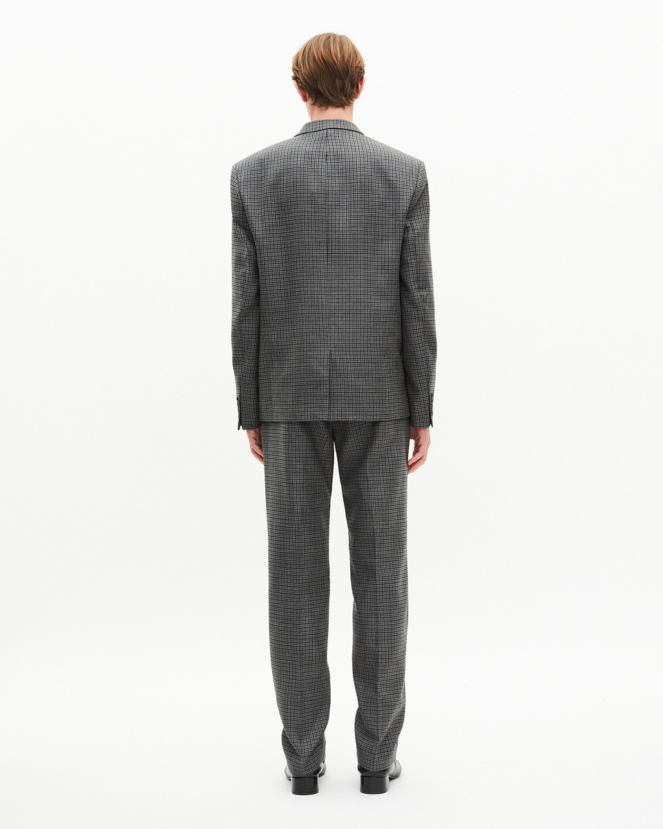 Black and grey houndstooth suit jacket