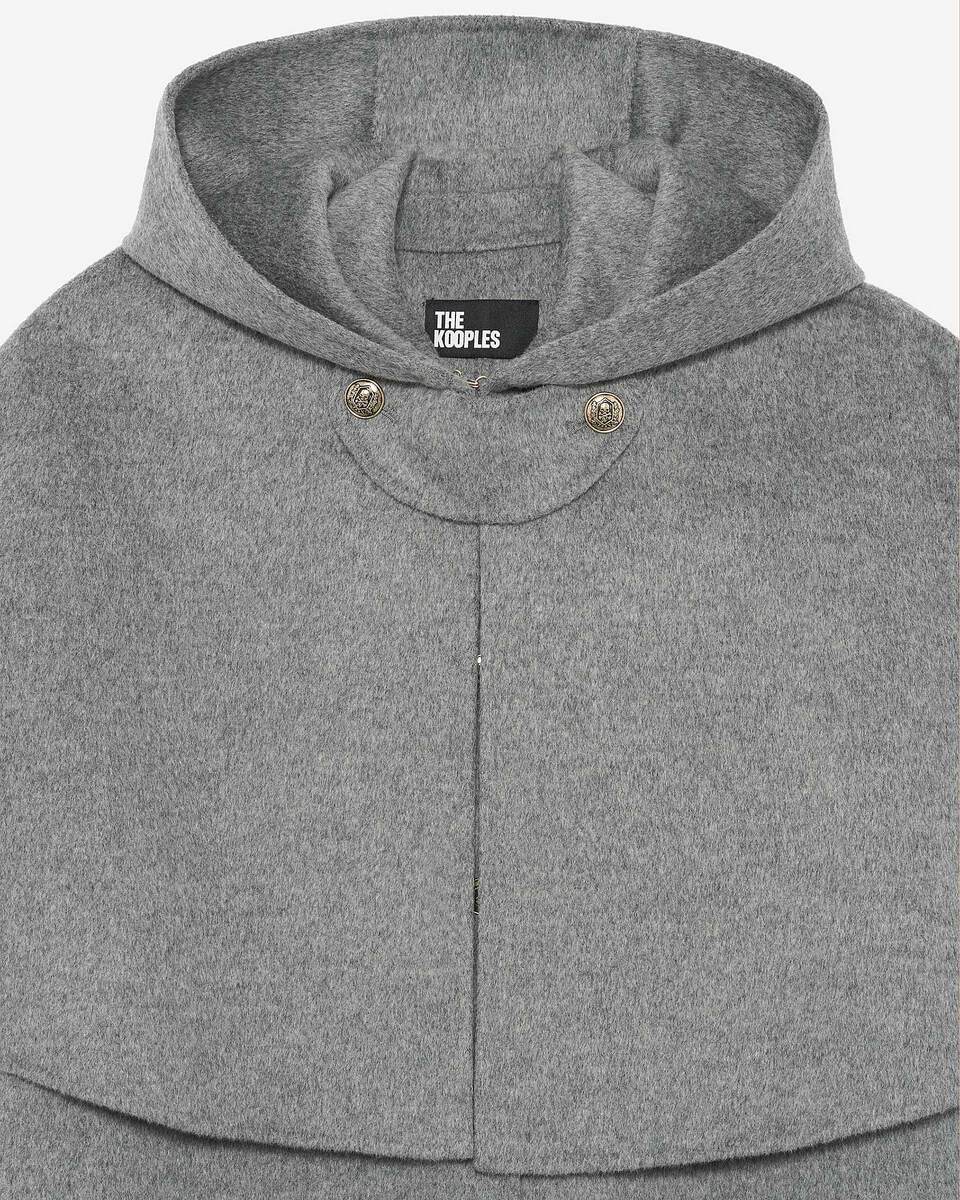 Long double-faced wool coat with grey cape