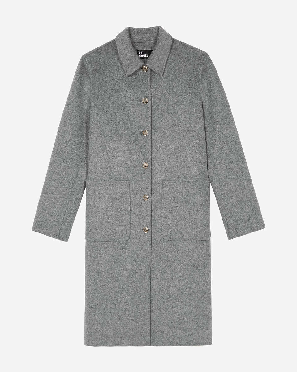 Long double-faced wool coat with grey cape