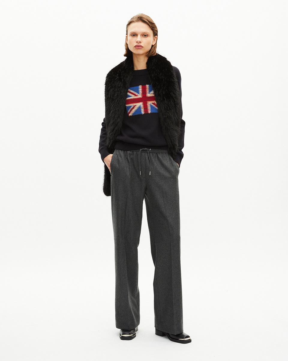 Dark grey flannel wide-leg pants