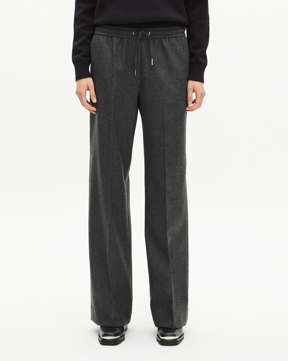 Dark grey flannel wide-leg pants