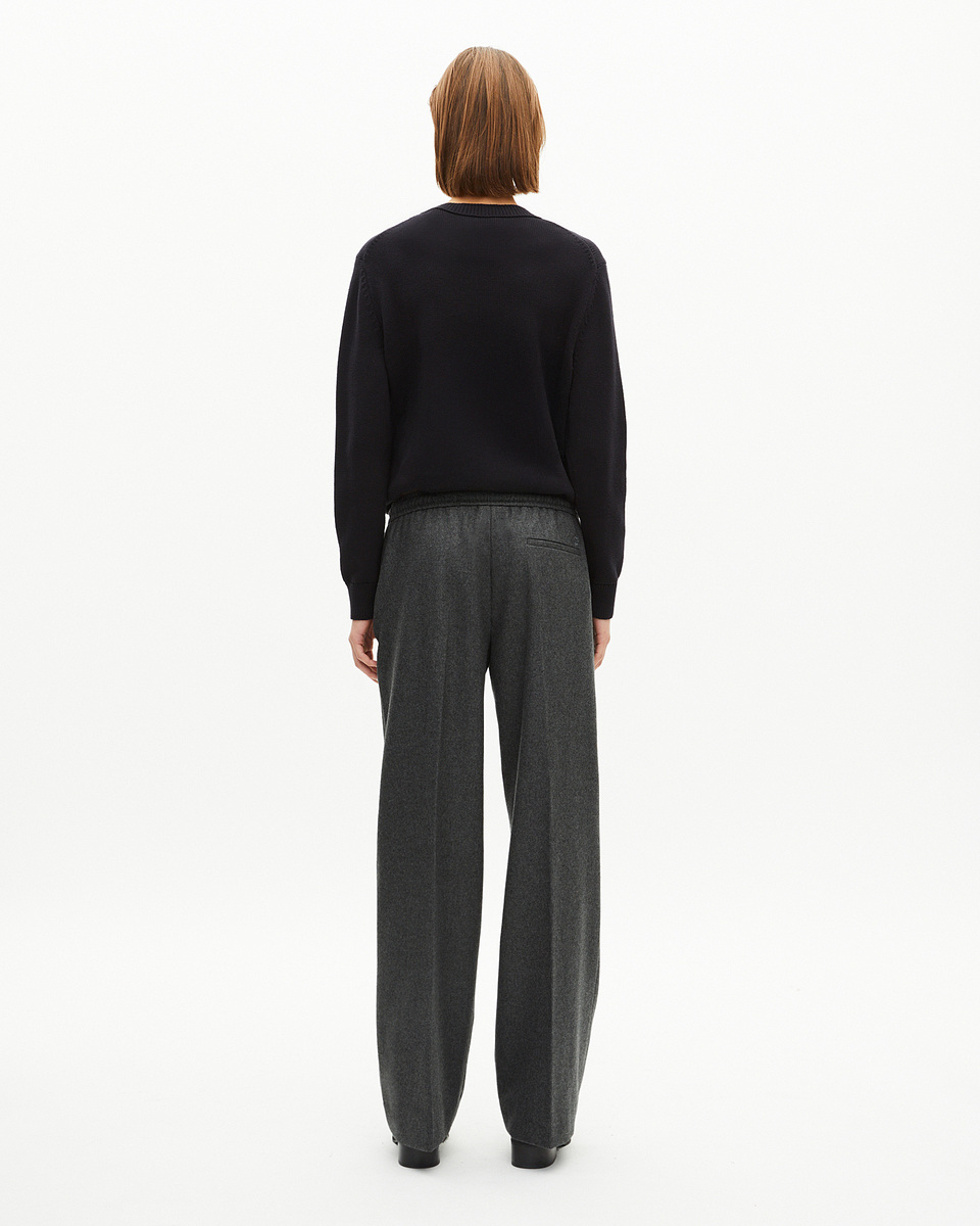 Dark grey flannel wide-leg pants
