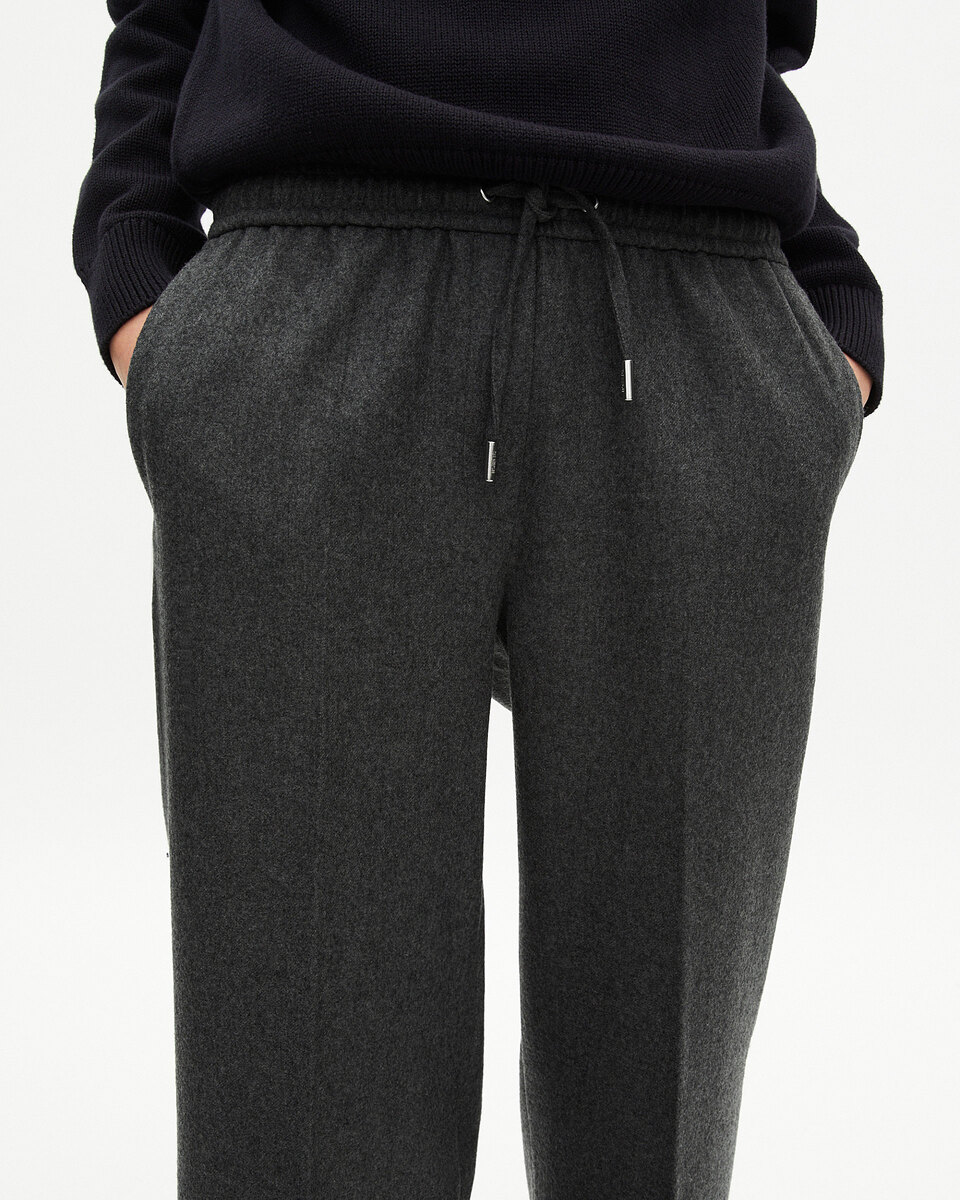 Dark grey flannel wide-leg pants