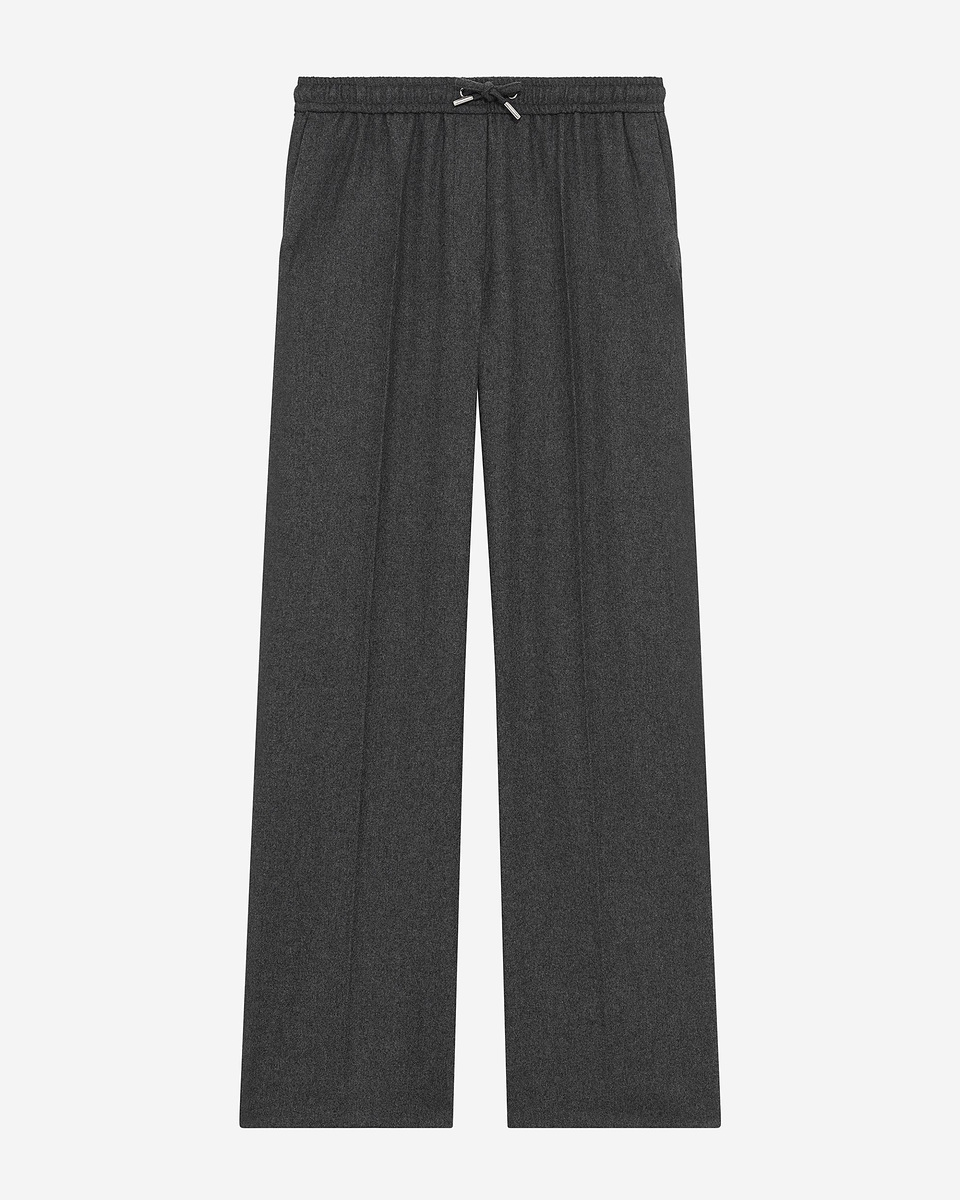 Dark grey flannel wide-leg pants