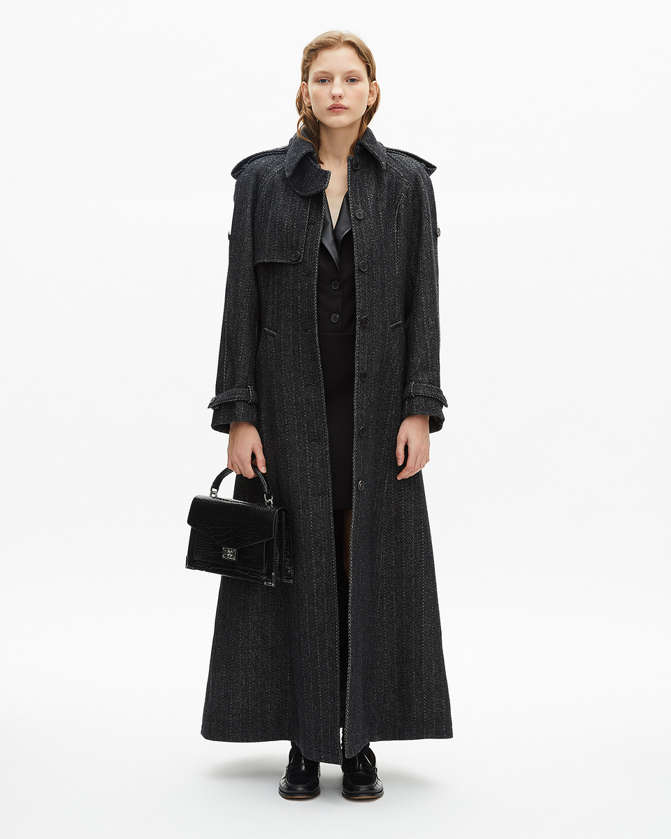Long dark gray wool coat