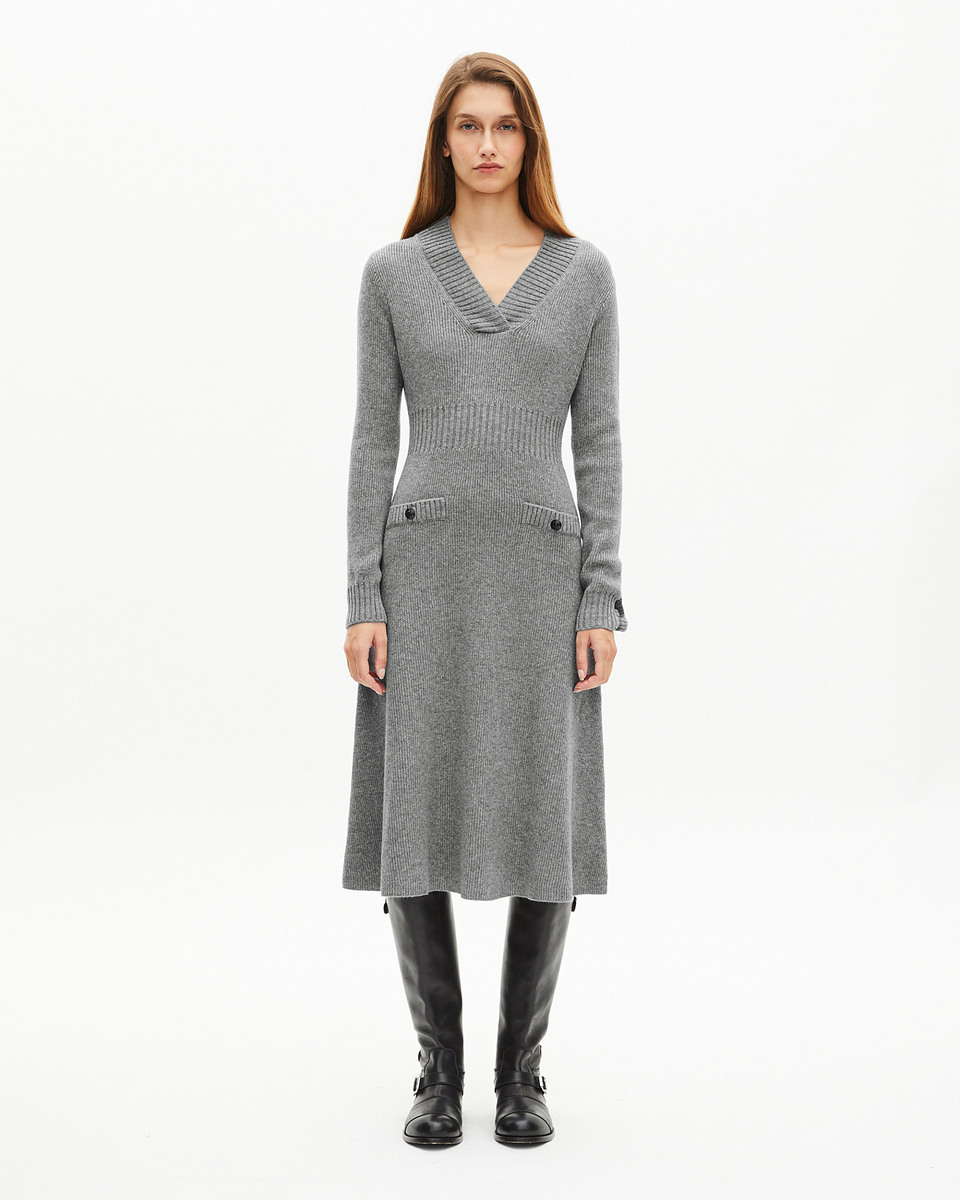 Long dress in grey wool
