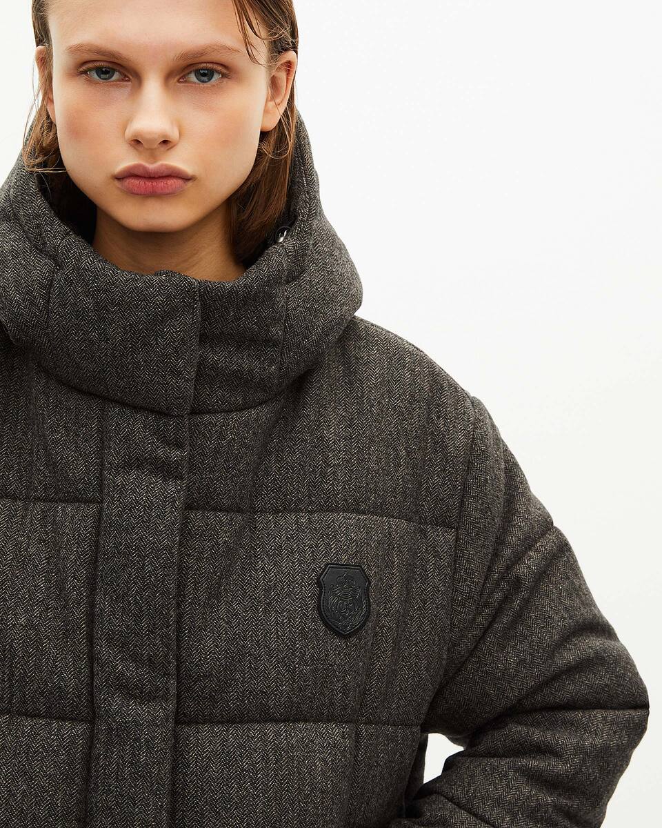 Short dark gray wool down jacket