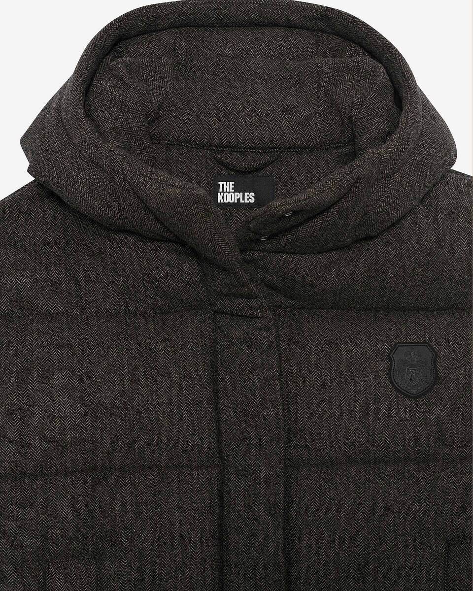 Short dark gray wool down jacket