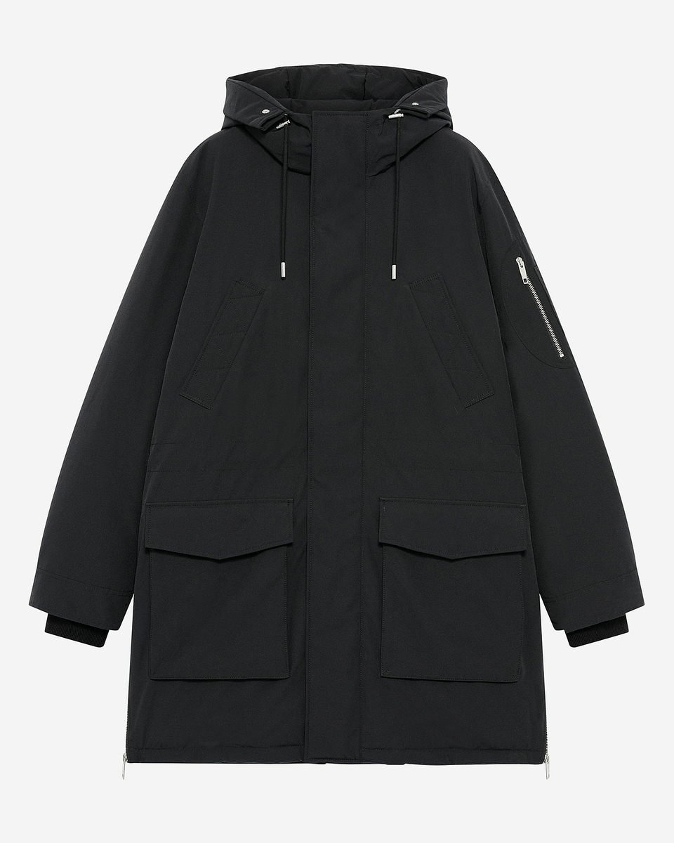 Grey water-repellent parka