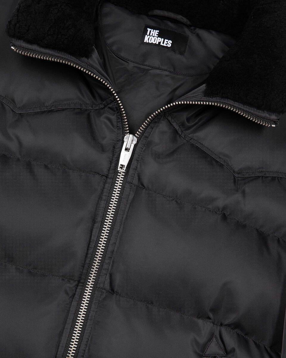 Down jacket with grey fur collar